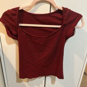 Brandy Melville /John Gault Black and Red Striped Tee